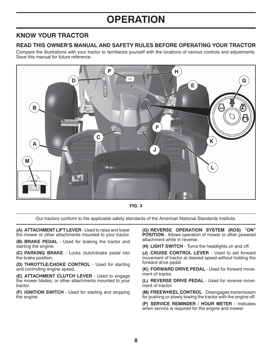 Operation, Know your tractor | Husqvarna 532 42 20-50_R1 User Manual | Page 8 / 45
