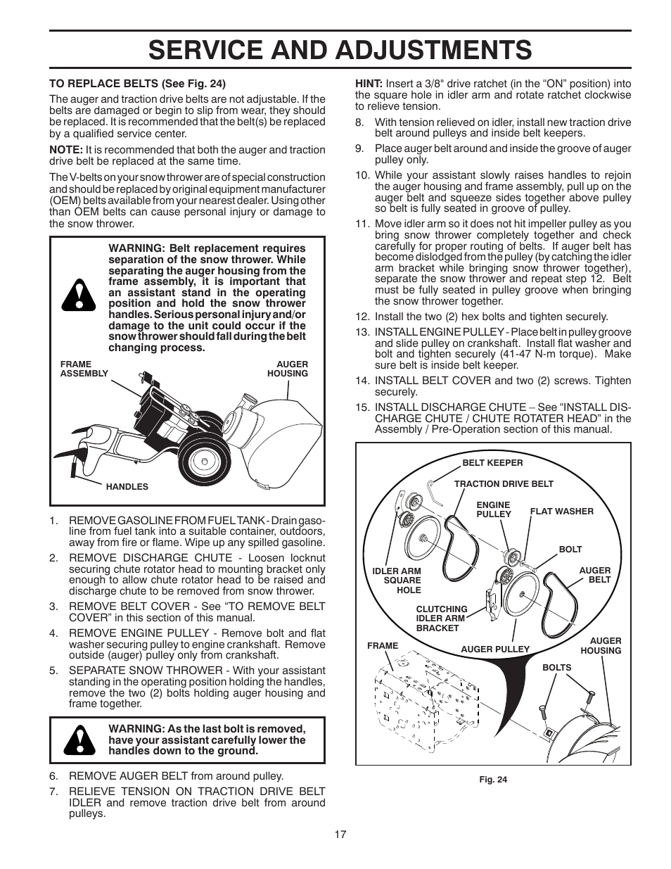 Service and adjustments | Husqvarna 96193006700 User Manual | Page 17 / 24