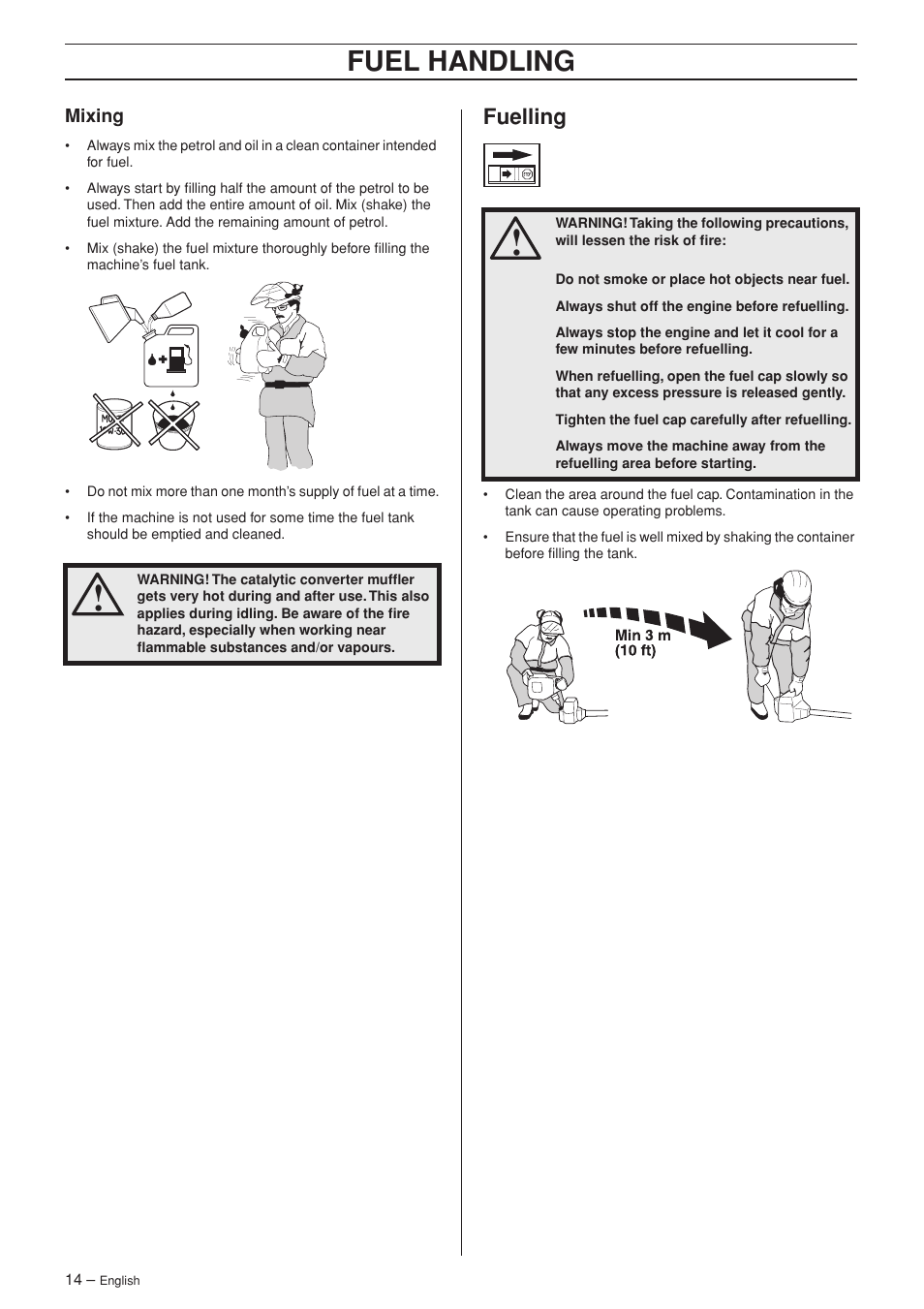 Mixing, Fuelling, Fuel handling | Husqvarna 335RJ User Manual | Page 14 / 32