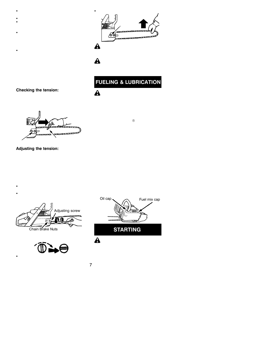 Fueling & lubrication, Starting | Husqvarna 136 User Manual | Page 7 / 15