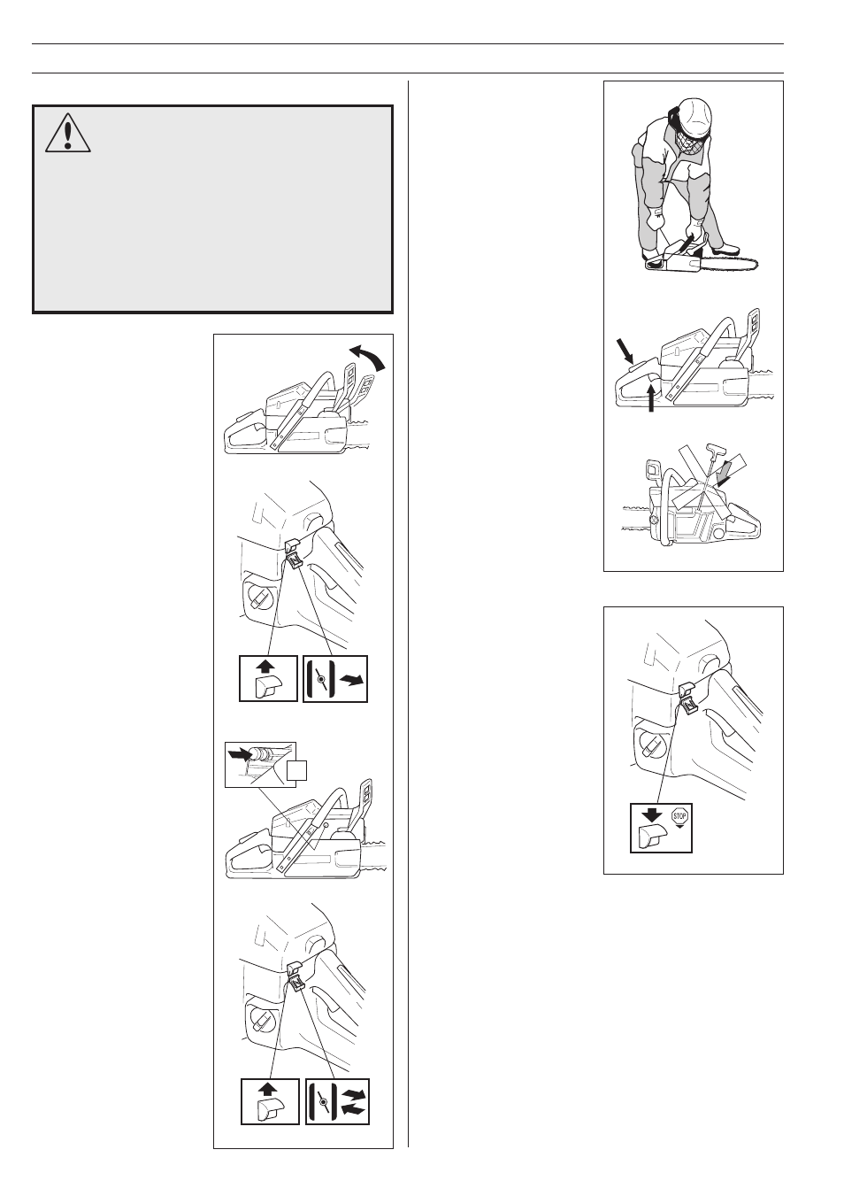 Start and stop, Start, Stop | Husqvarna 340 User Manual | Page 28 / 36