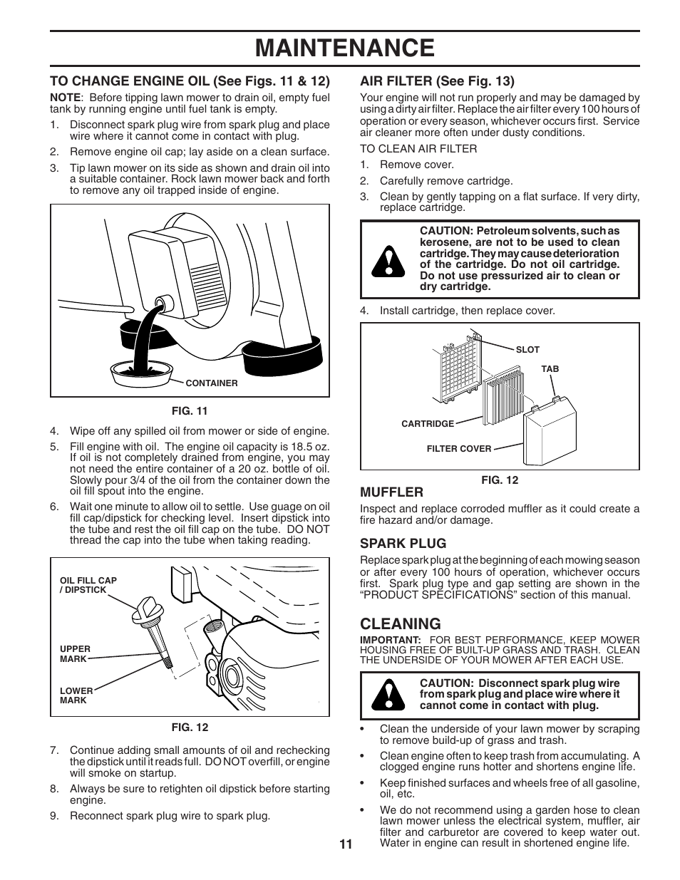 Maintenance, Cleaning | Husqvarna 7021P User Manual | Page 11 / 19
