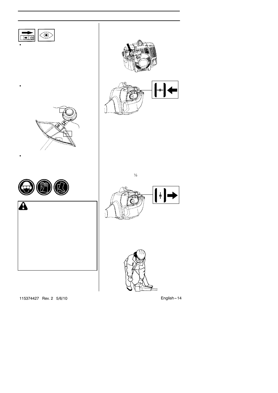 Starting and stopping | Husqvarna 124C User Manual | Page 14 / 68
