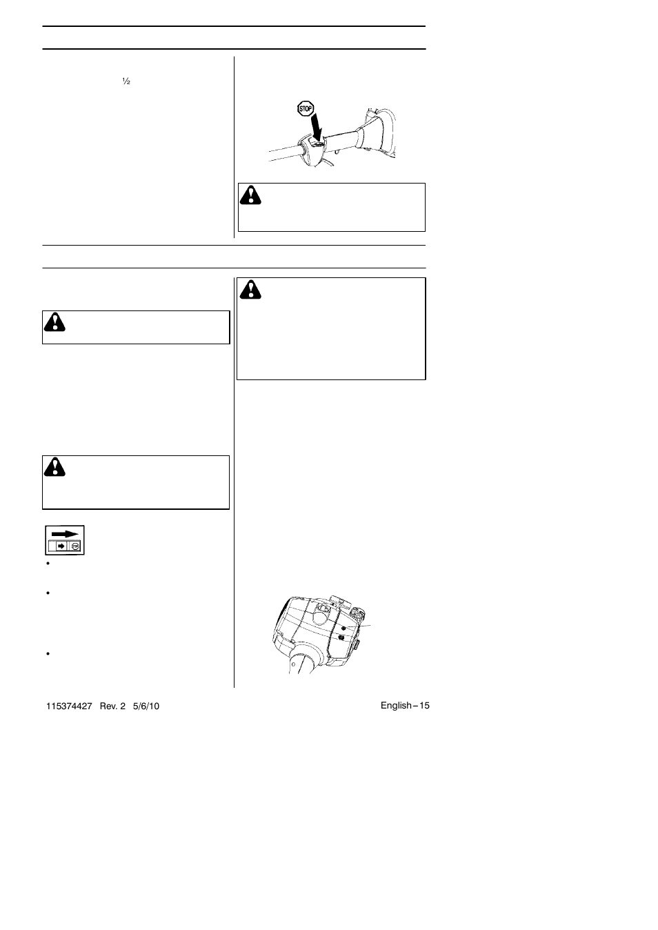 Starting and stopping, Maintenance | Husqvarna 124C User Manual | Page 15 / 68