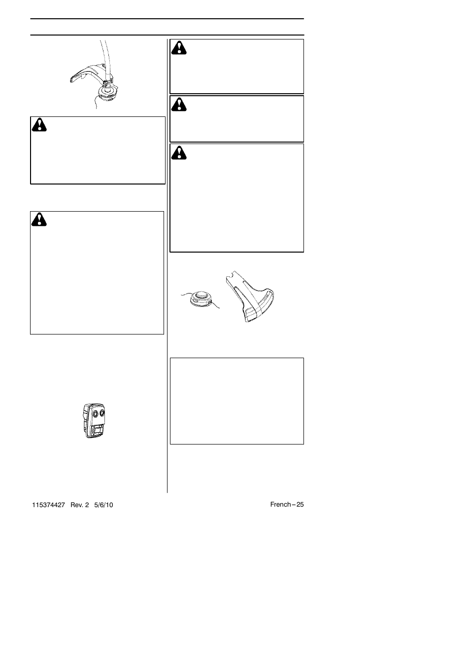 Instructions de sécurité, Avertissement | Husqvarna 124C User Manual | Page 25 / 68