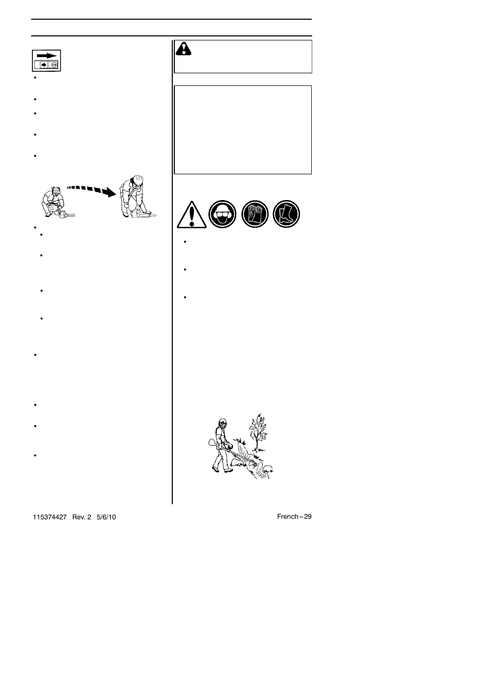 Instructions de sécurité, Sécurité carburant, Avertissement | Méthodes de travail | Husqvarna 124C User Manual | Page 29 / 68