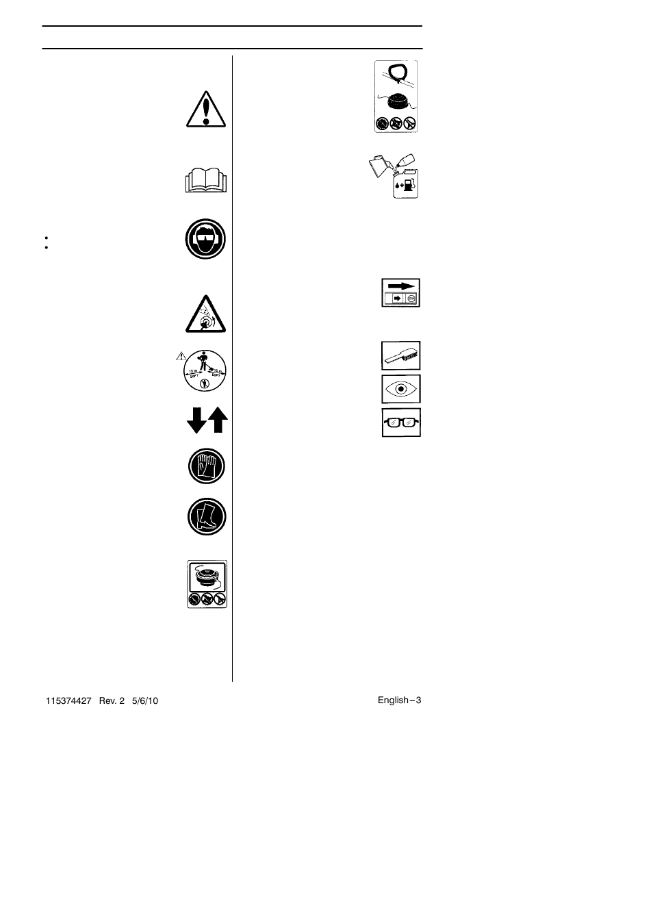 Key to symbols, Symbols | Husqvarna 124C User Manual | Page 3 / 68