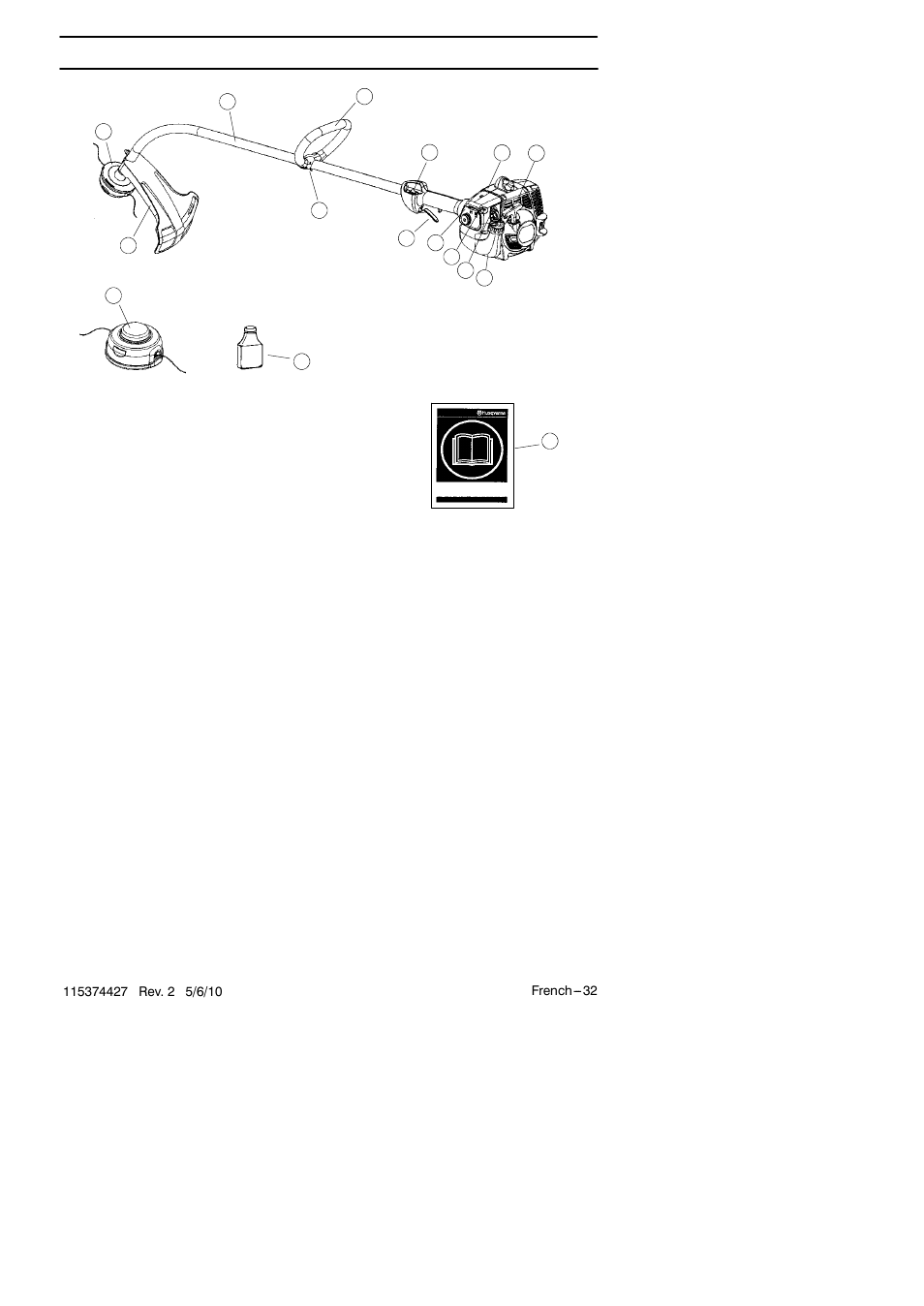 Familiarisez--vous avec votre appareil | Husqvarna 124C User Manual | Page 32 / 68