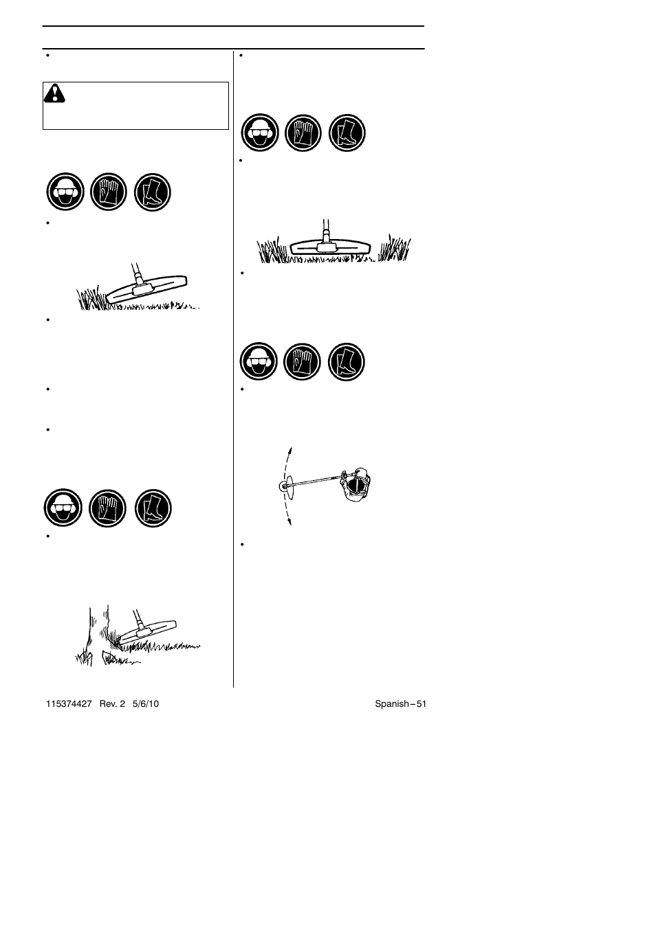 Instrucciones de seguridad, Advertencia | Husqvarna 124C User Manual | Page 51 / 68