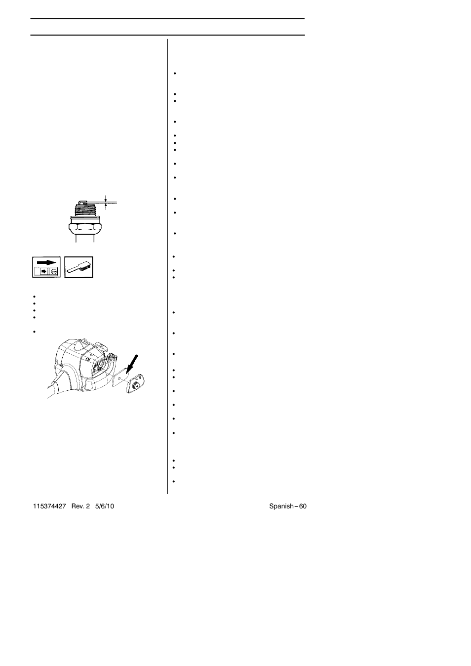 Mantenimiento, Filtro de aire, Programa de mantenimiento | Husqvarna 124C User Manual | Page 60 / 68