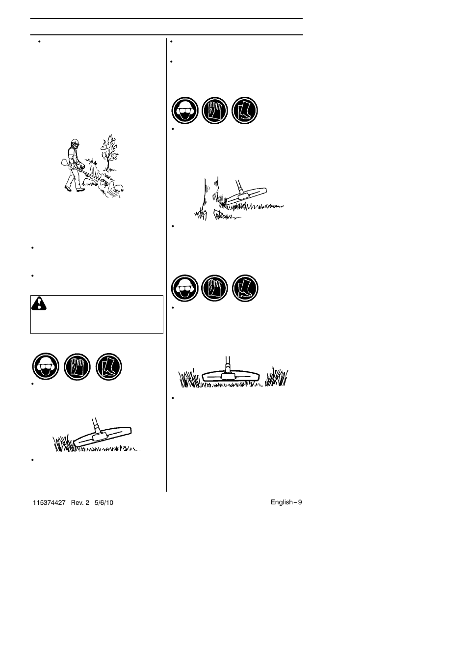 Safety instructions, Basic working techniques, Warning | Husqvarna 124C User Manual | Page 9 / 68