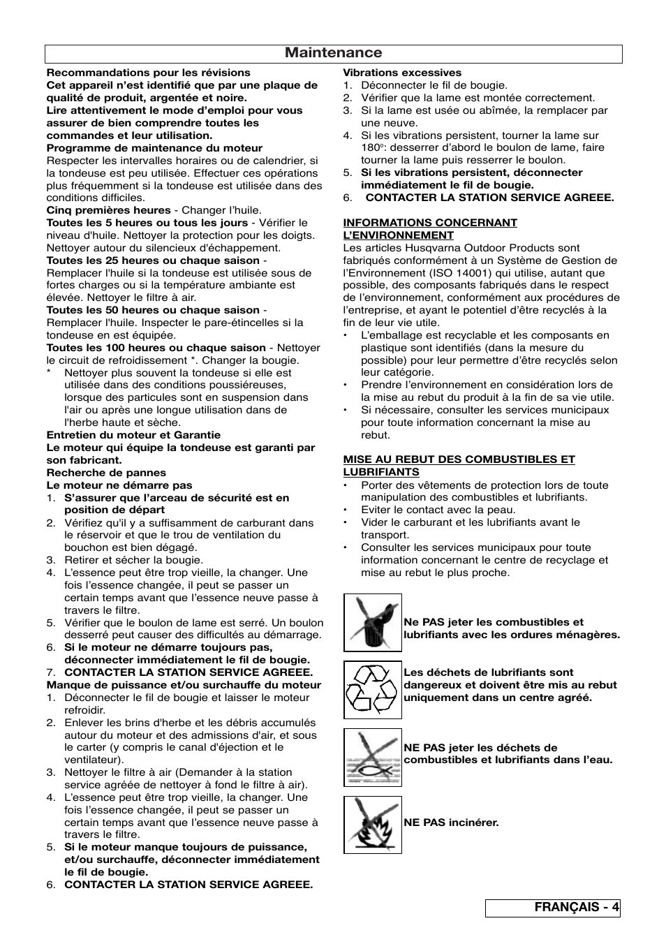 Maintenance, Français - 4 | Husqvarna 5118761-06 User Manual | Page 19 / 64