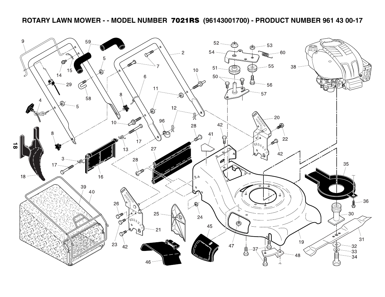 Repair parts | Husqvarna 7021RS User Manual | Page 18 / 22