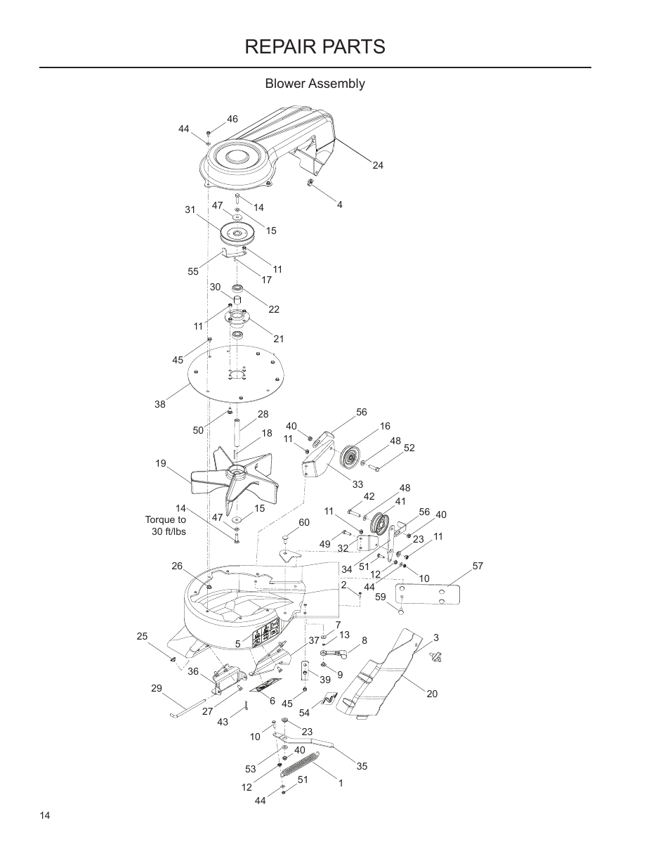 Repair parts, Blower assembly | Husqvarna 2009-01 User Manual | Page 13 / 21