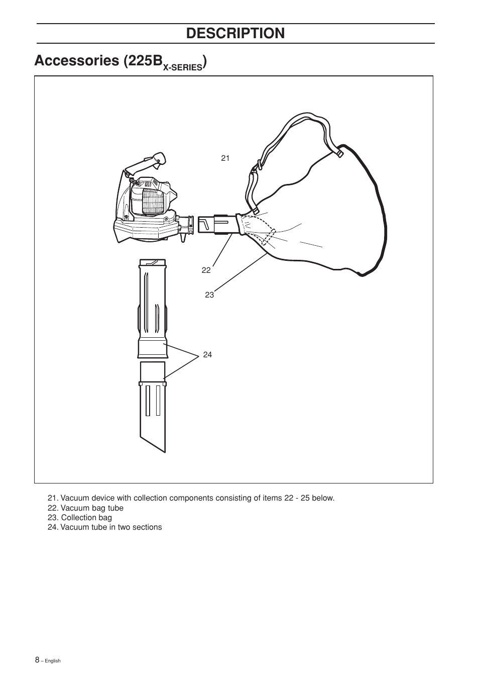 Description accessories (225b | Husqvarna 225B User Manual | Page 8 / 28