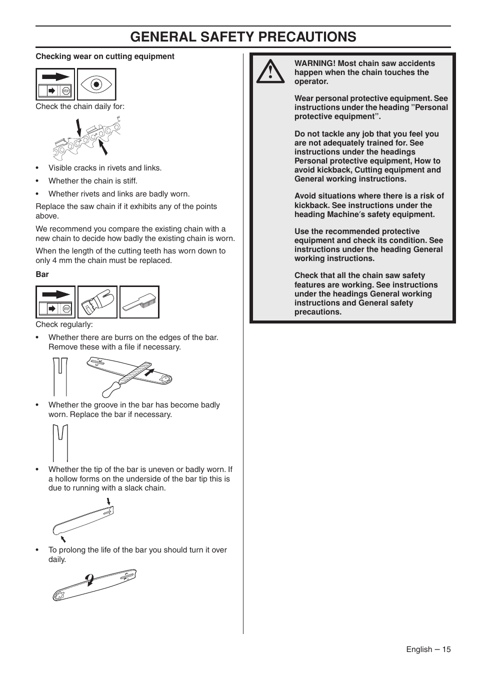 General safety precautions | Husqvarna 1153176-26 User Manual | Page 15 / 44