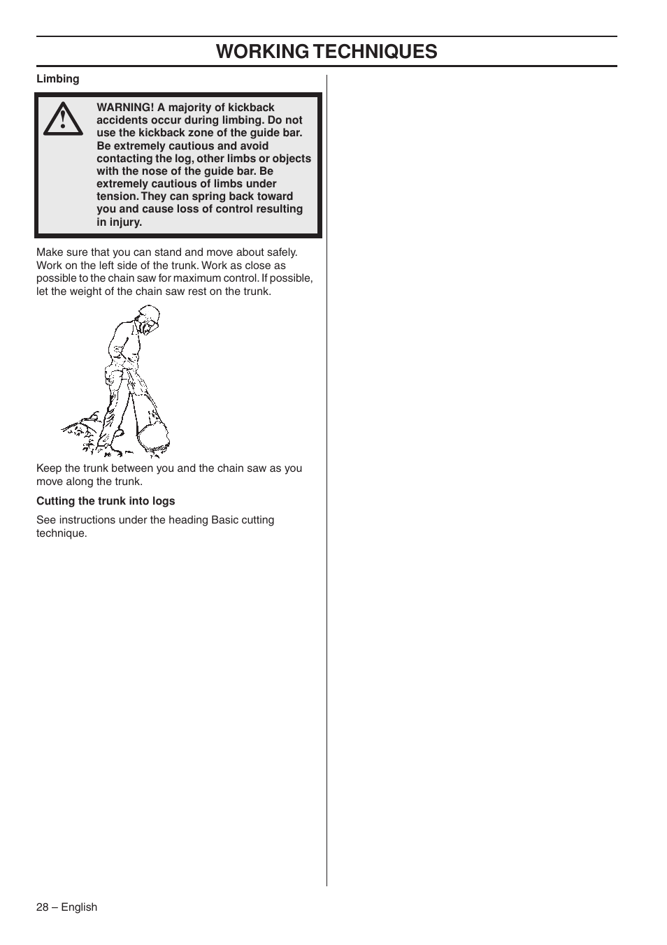 Working techniques | Husqvarna 1153176-26 User Manual | Page 28 / 44