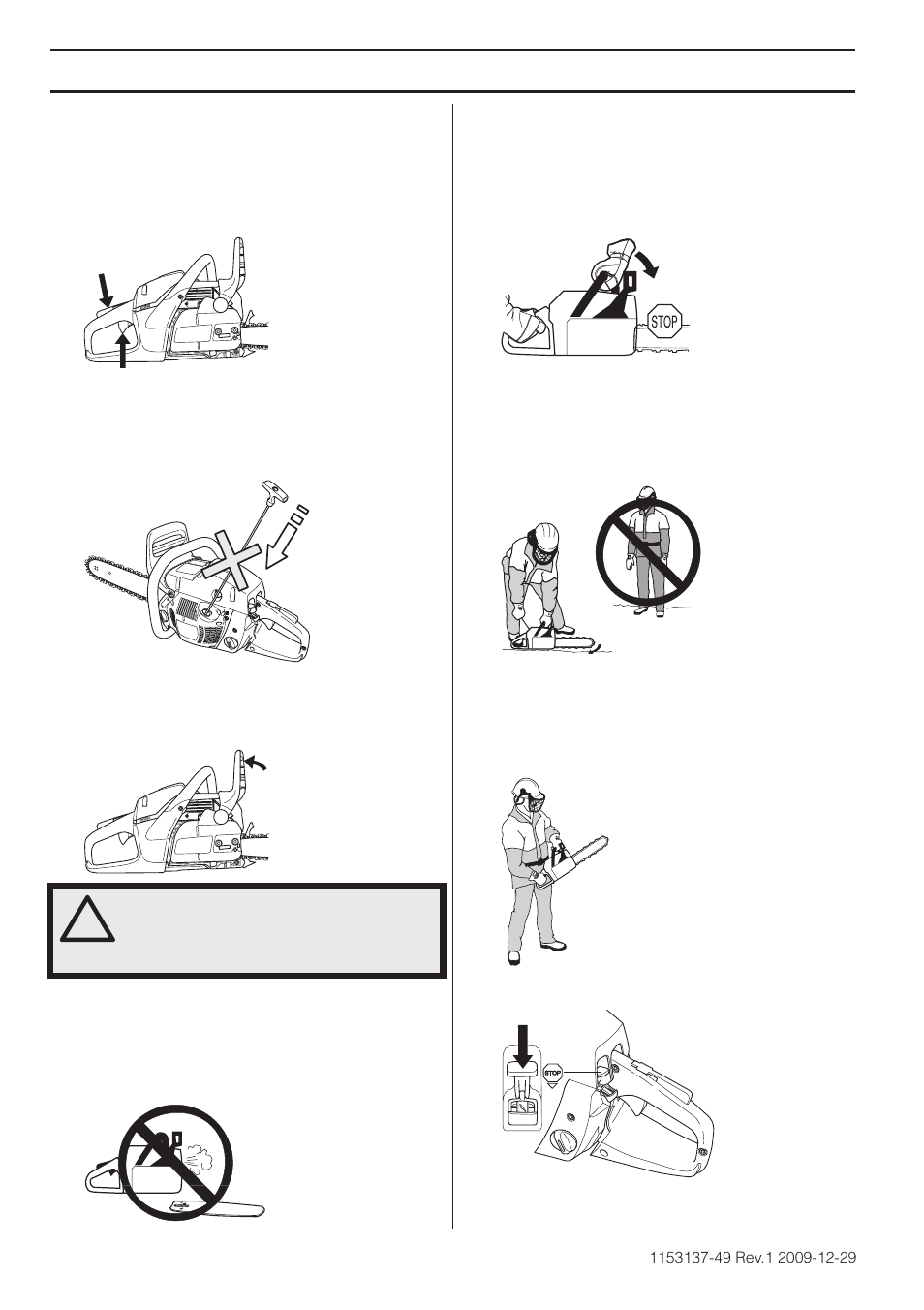 Parada, Arranque y parada | Husqvarna 460 Rancher User Manual | Page 108 / 132