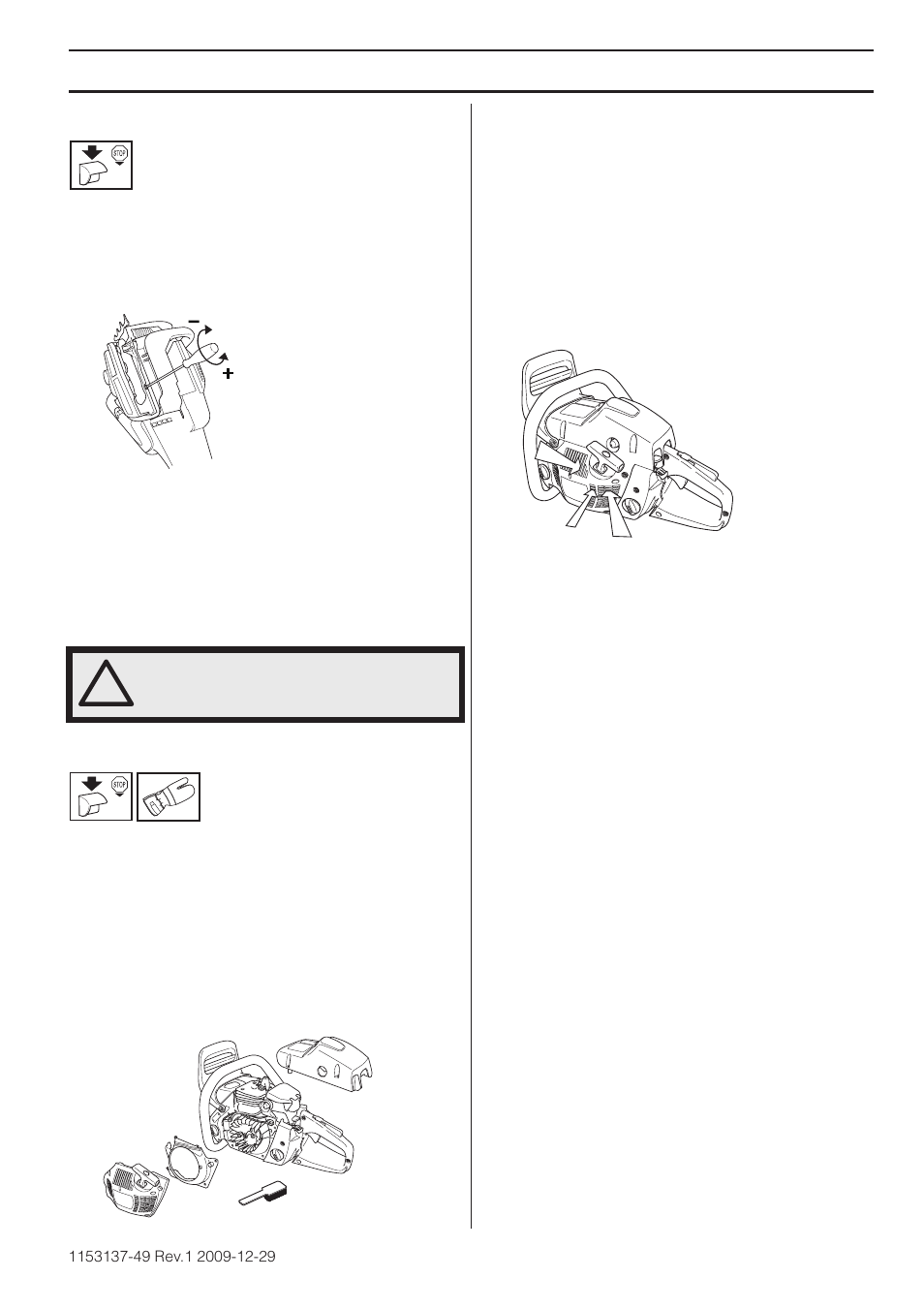 Ajuste de la bomba de aceite, Sistema refrigerante, Depuración centrífuga ”air injection | Mantenimiento | Husqvarna 460 Rancher User Manual | Page 123 / 132