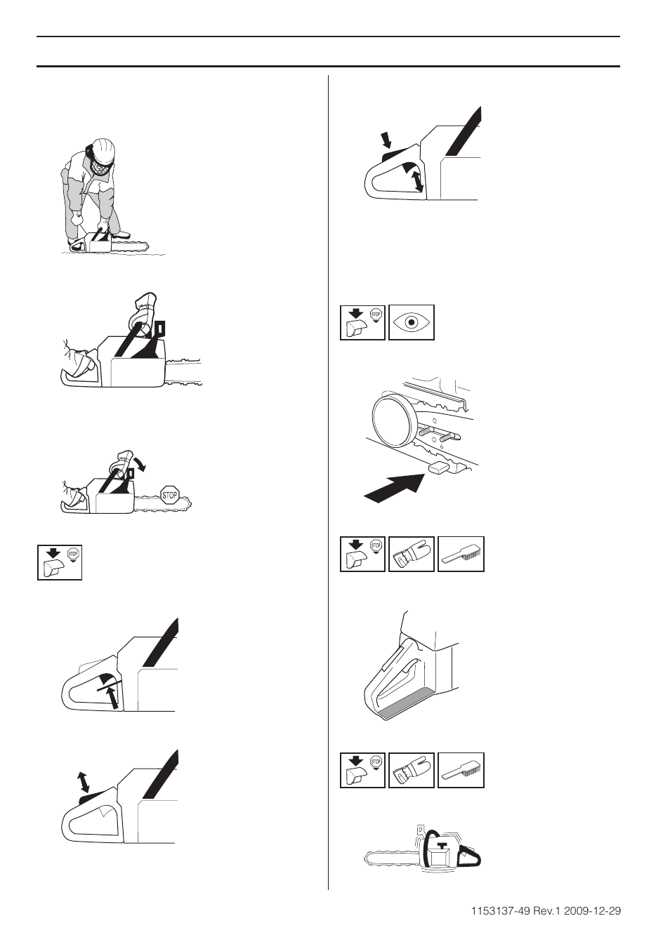 Throttle lockout, Chain catcher, Right hand guard | Vibration damping system, Maintenance | Husqvarna 460 Rancher User Manual | Page 34 / 132