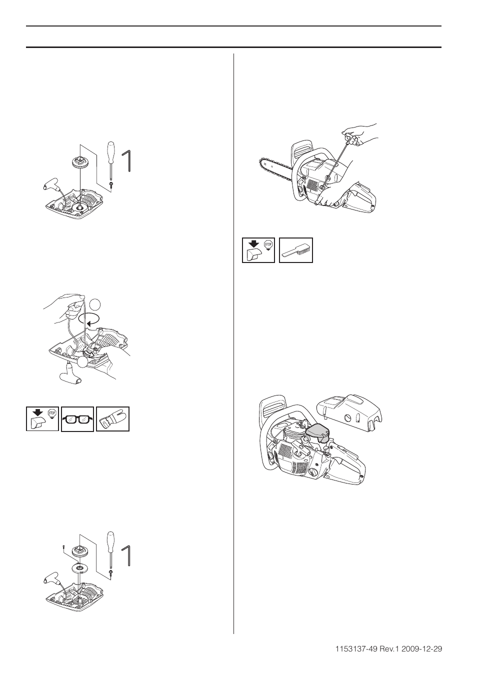 Tensioning the recoil spring, Changing a broken recoil spring, Fitting the starter | Air filter, Maintenance | Husqvarna 460 Rancher User Manual | Page 36 / 132