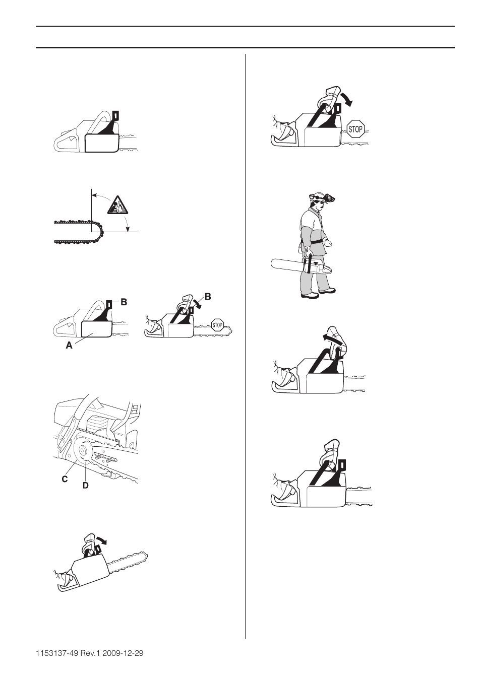 Frein de chaîne avec arceau protecteur, Instructions générales de sécurité | Husqvarna 460 Rancher User Manual | Page 51 / 132