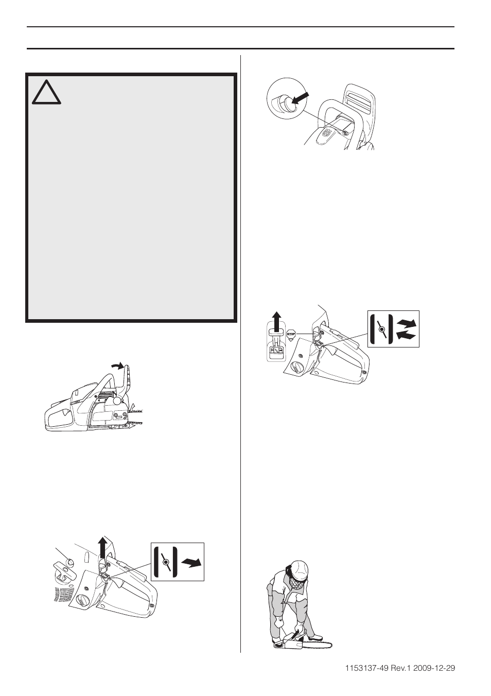 Démarrage et arrêt, Moteur froid, Moteur chaud | Husqvarna 460 Rancher User Manual | Page 64 / 132