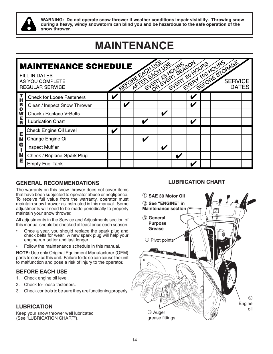 Maintenance | Husqvarna 14527SB-LS User Manual | Page 14 / 24