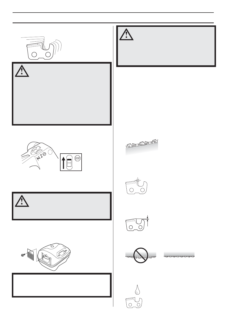 Stop switch, Muffler, Cutting equipment | General rules, General safety precautions | Husqvarna 338XPT User Manual | Page 10 / 44