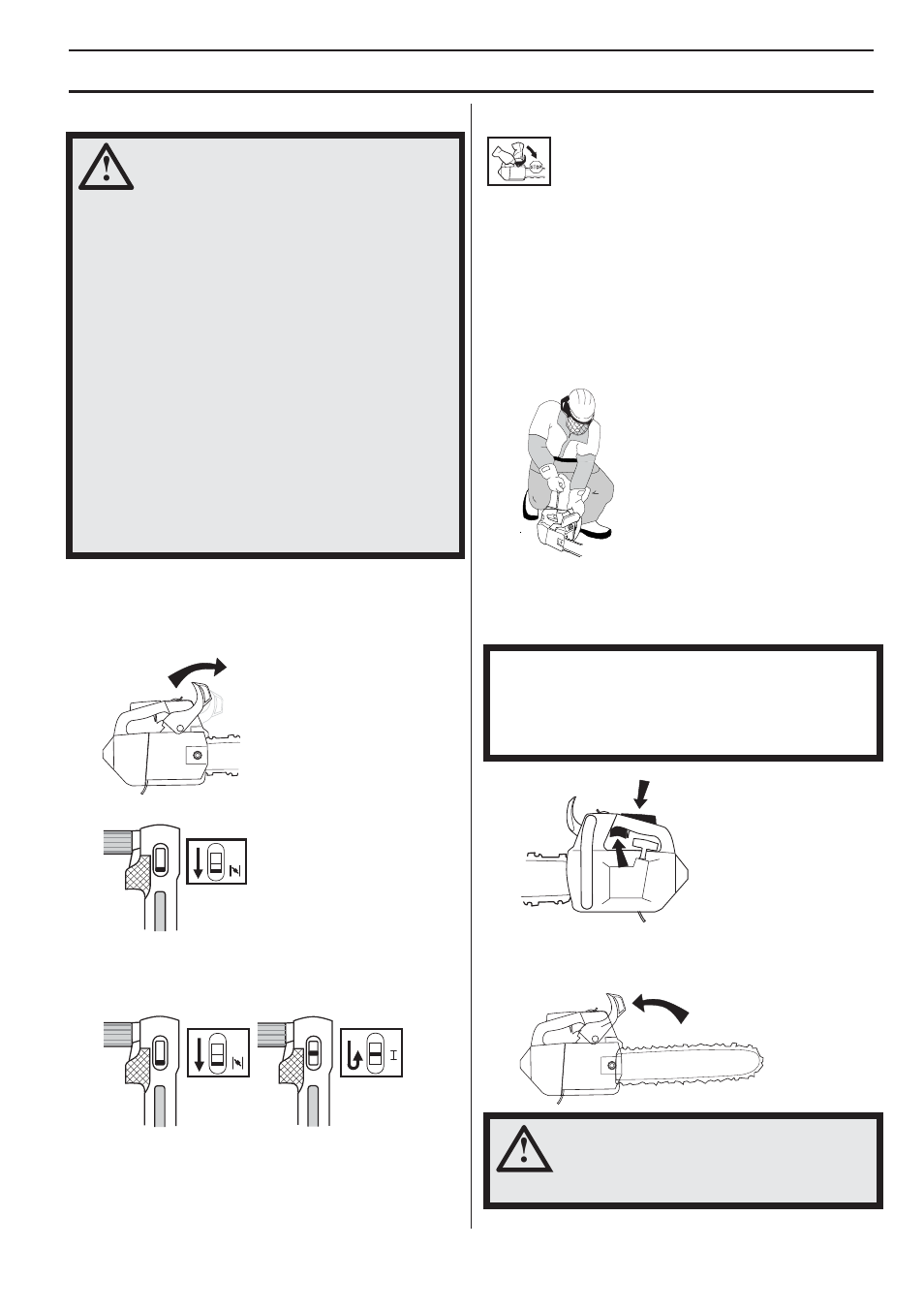 Starting and stopping, Cold engine, Warm engine | Starting | Husqvarna 338XPT User Manual | Page 19 / 44