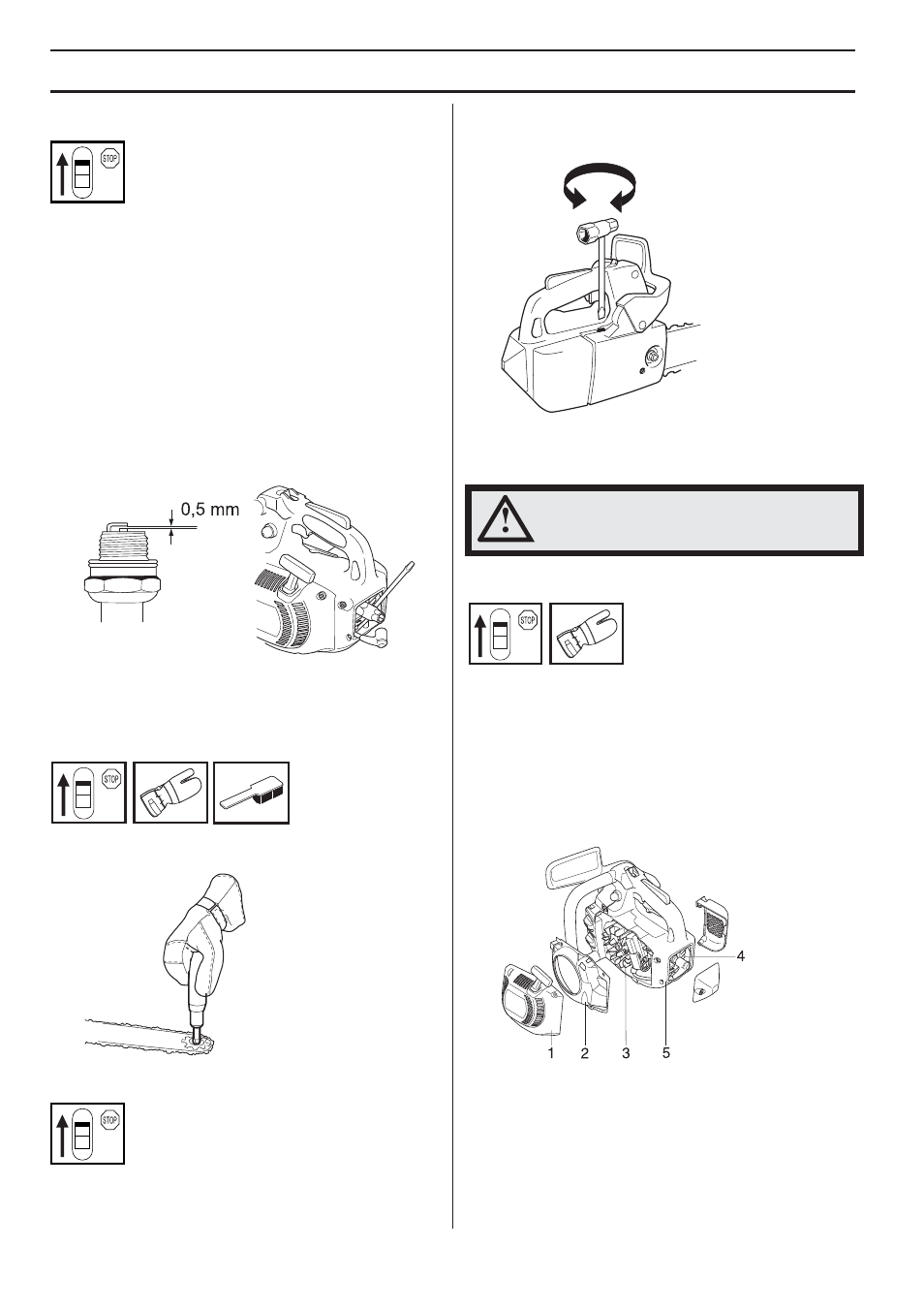 Spark plug, Lubricating the bar tip sprocket, Adjustment of the oil pump | Cooling system, Maintenance | Husqvarna 338XPT User Manual | Page 34 / 44