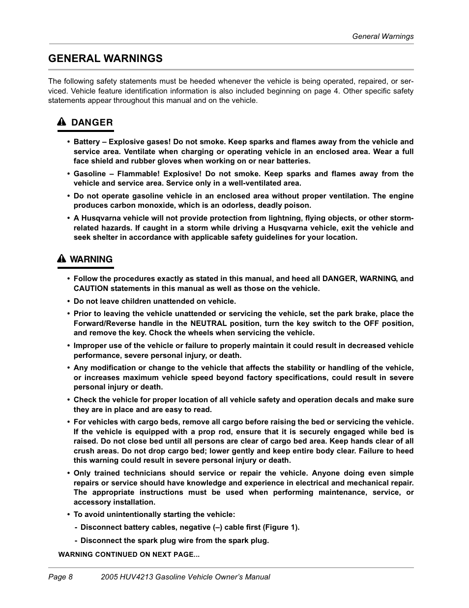 General warnings | Husqvarna HUV4213 User Manual | Page 10 / 46