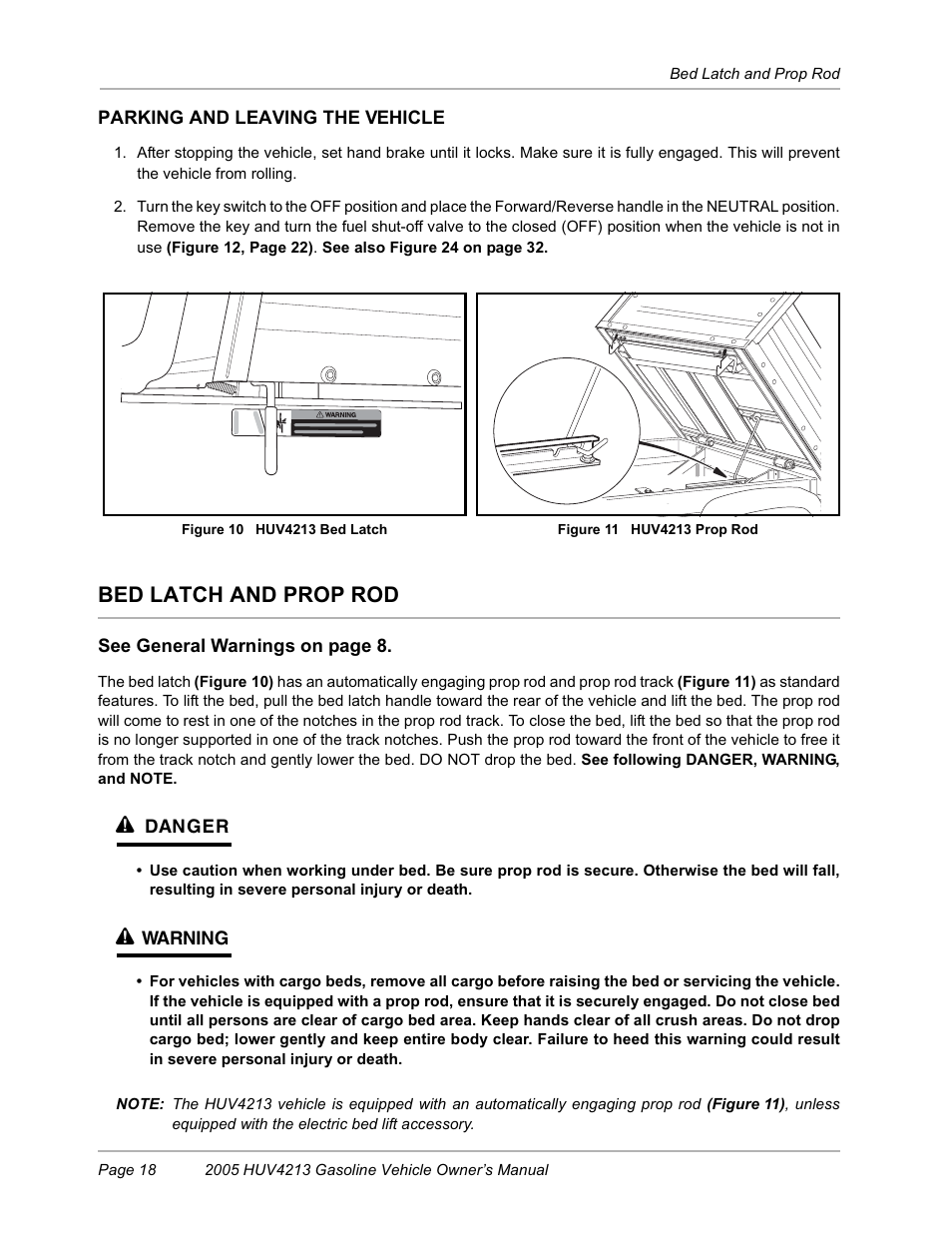 Bed latch/ prop rod, Bed latch and prop rod | Husqvarna HUV4213 User Manual | Page 20 / 46