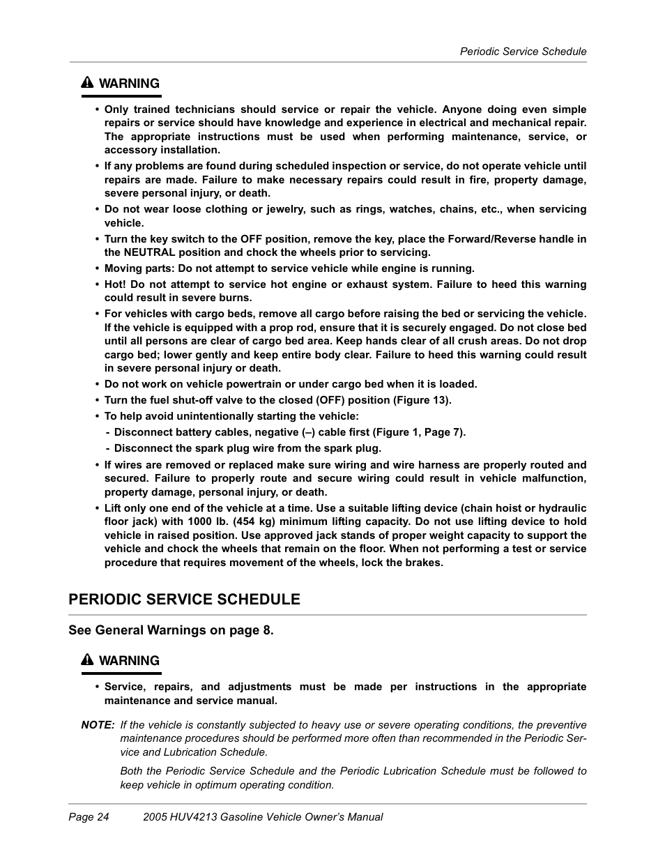 Periodic service schedule | Husqvarna HUV4213 User Manual | Page 26 / 46