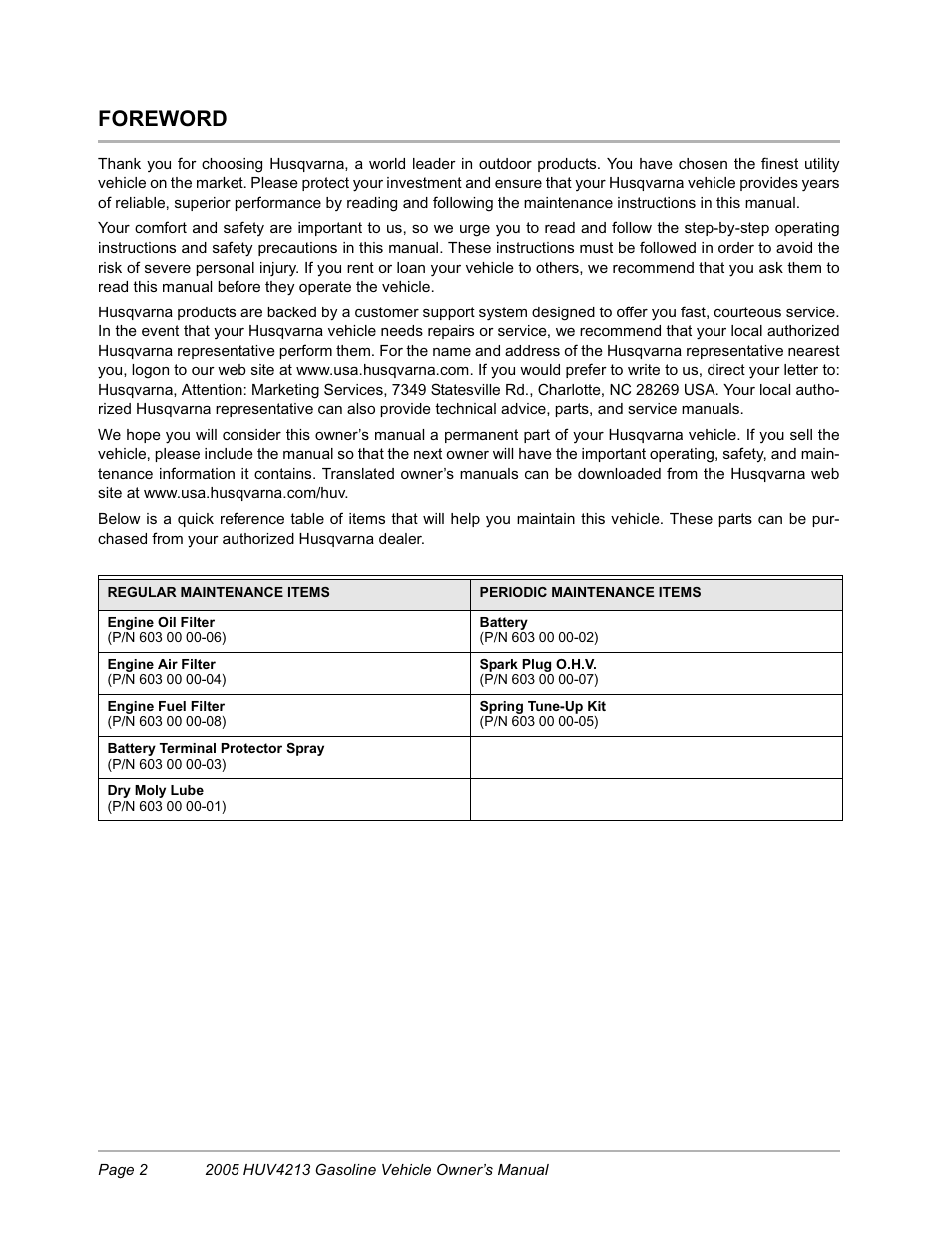 Foreword | Husqvarna HUV4213 User Manual | Page 4 / 46