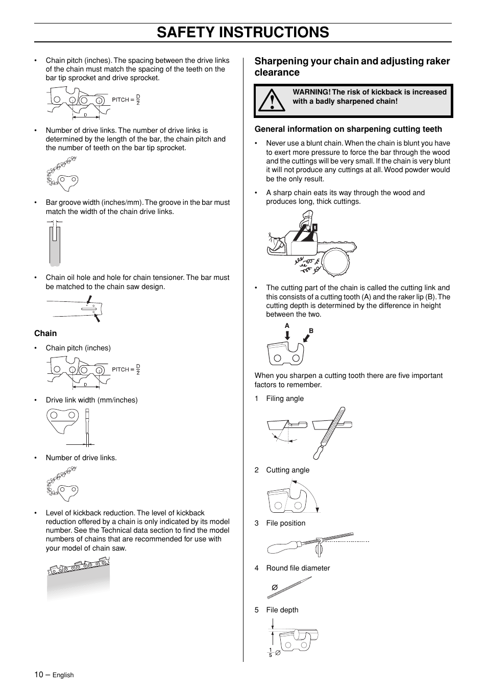 Safety instructions | Husqvarna 3120XP User Manual | Page 10 / 36