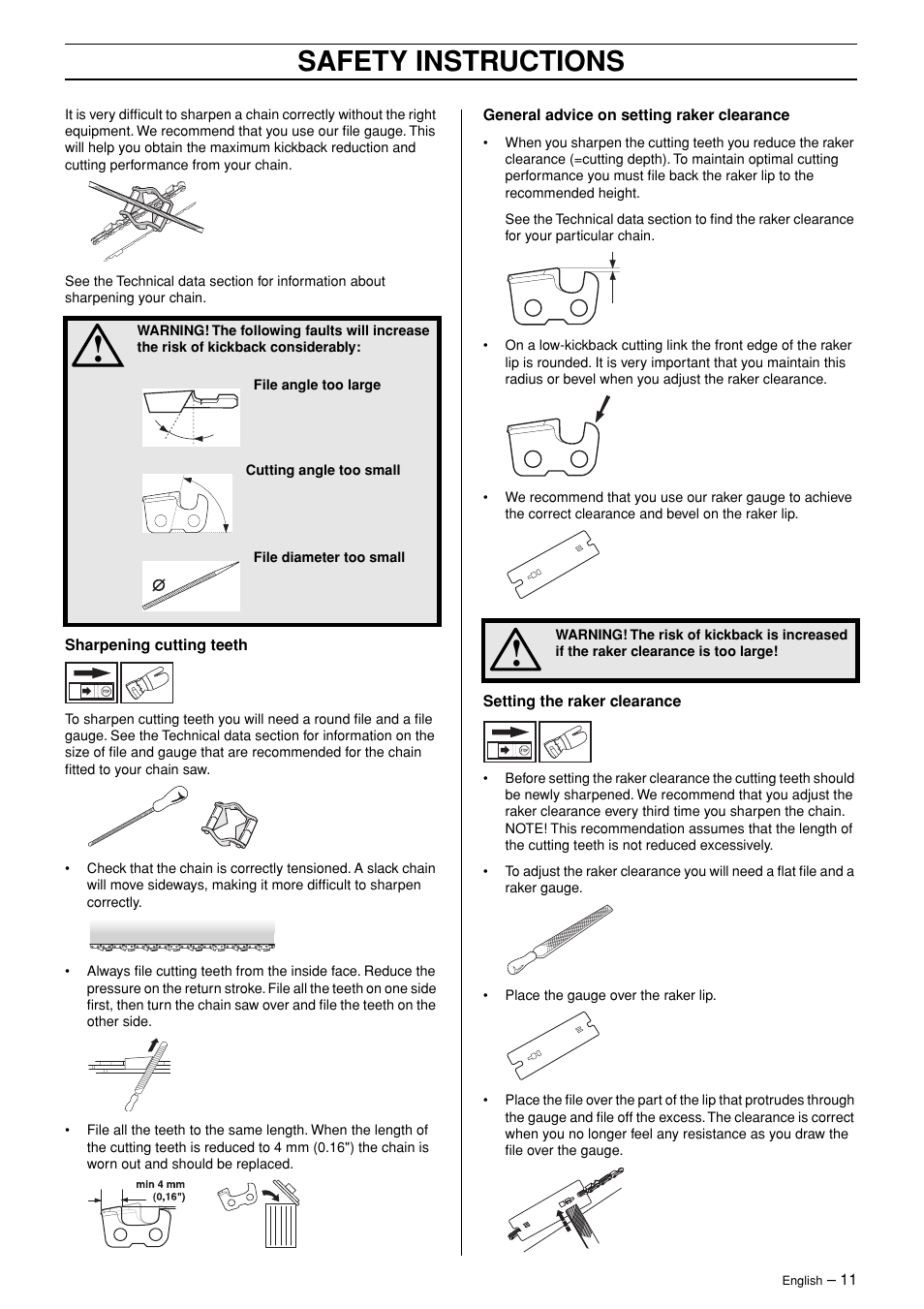 Safety instructions | Husqvarna 3120XP User Manual | Page 11 / 36