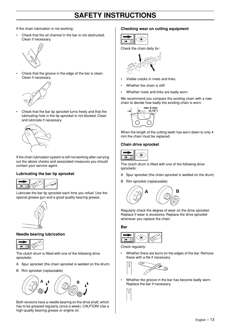 Safety instructions | Husqvarna 3120XP User Manual | Page 13 / 36