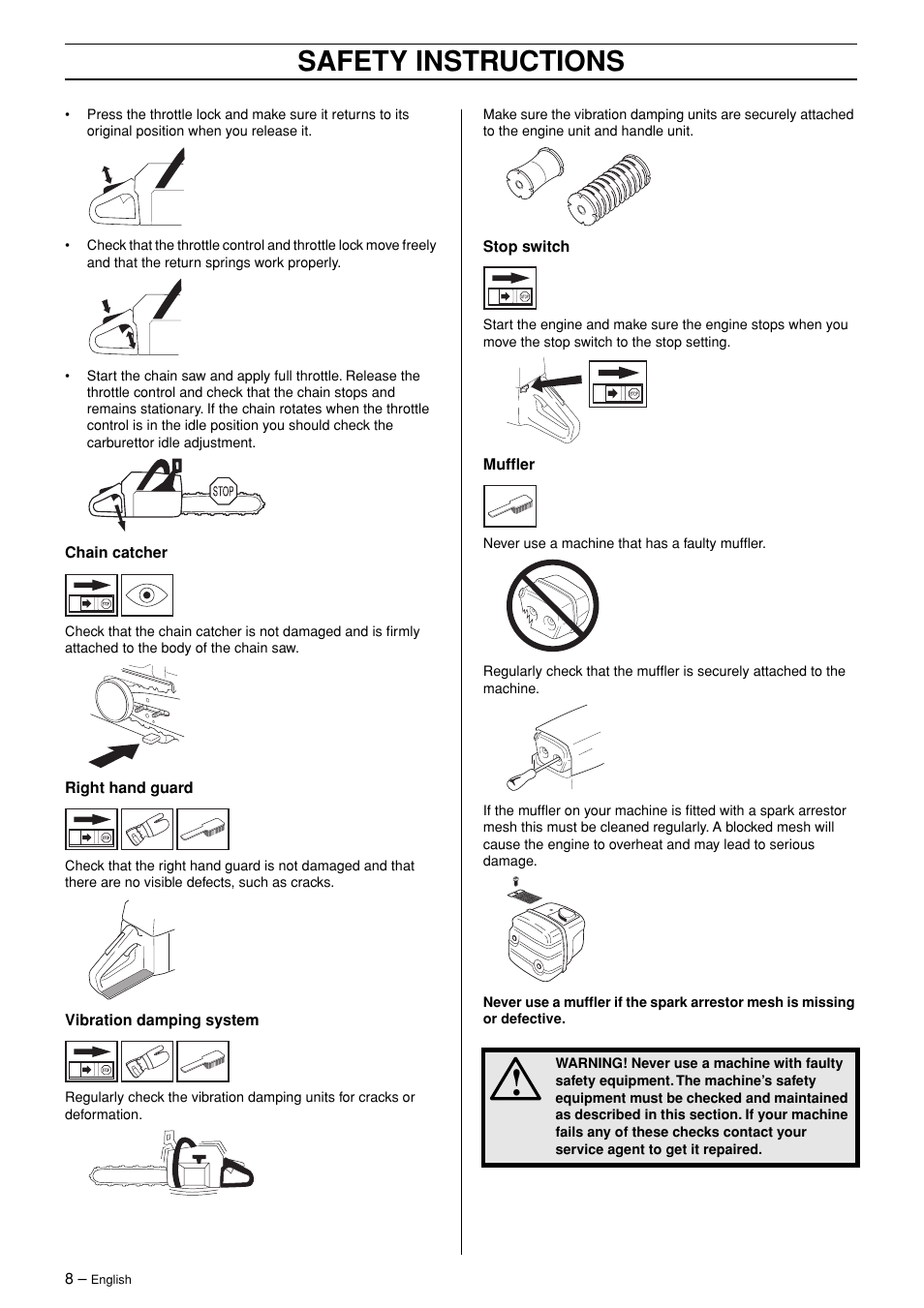 Safety instructions | Husqvarna 3120XP User Manual | Page 8 / 36