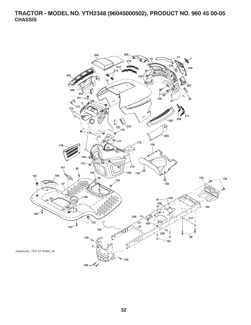 Chassis | Husqvarna 96045000502 User Manual | Page 32 / 44