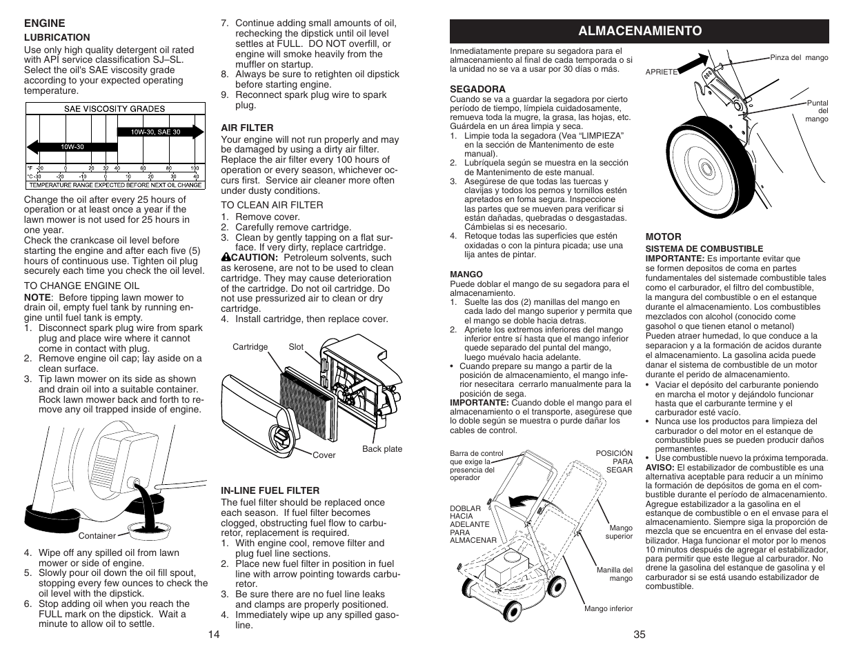 Almacenamiento | Husqvarna 917.377231 User Manual | Page 14 / 24