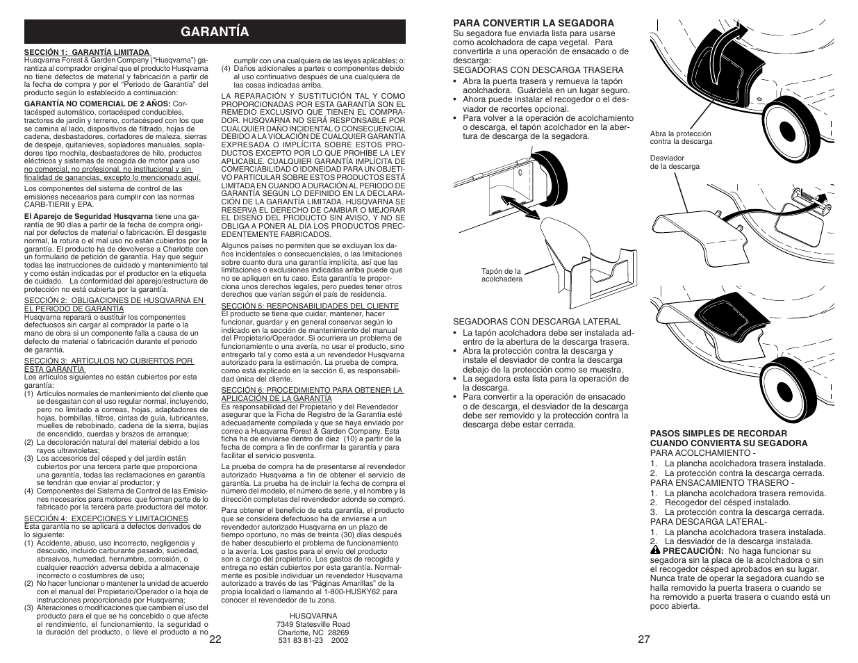 Garantía | Husqvarna 917.377231 User Manual | Page 22 / 24