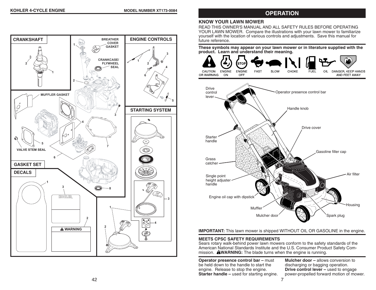 Operation, Know your lawn mower | Husqvarna 917.377231 User Manual | Page 7 / 24