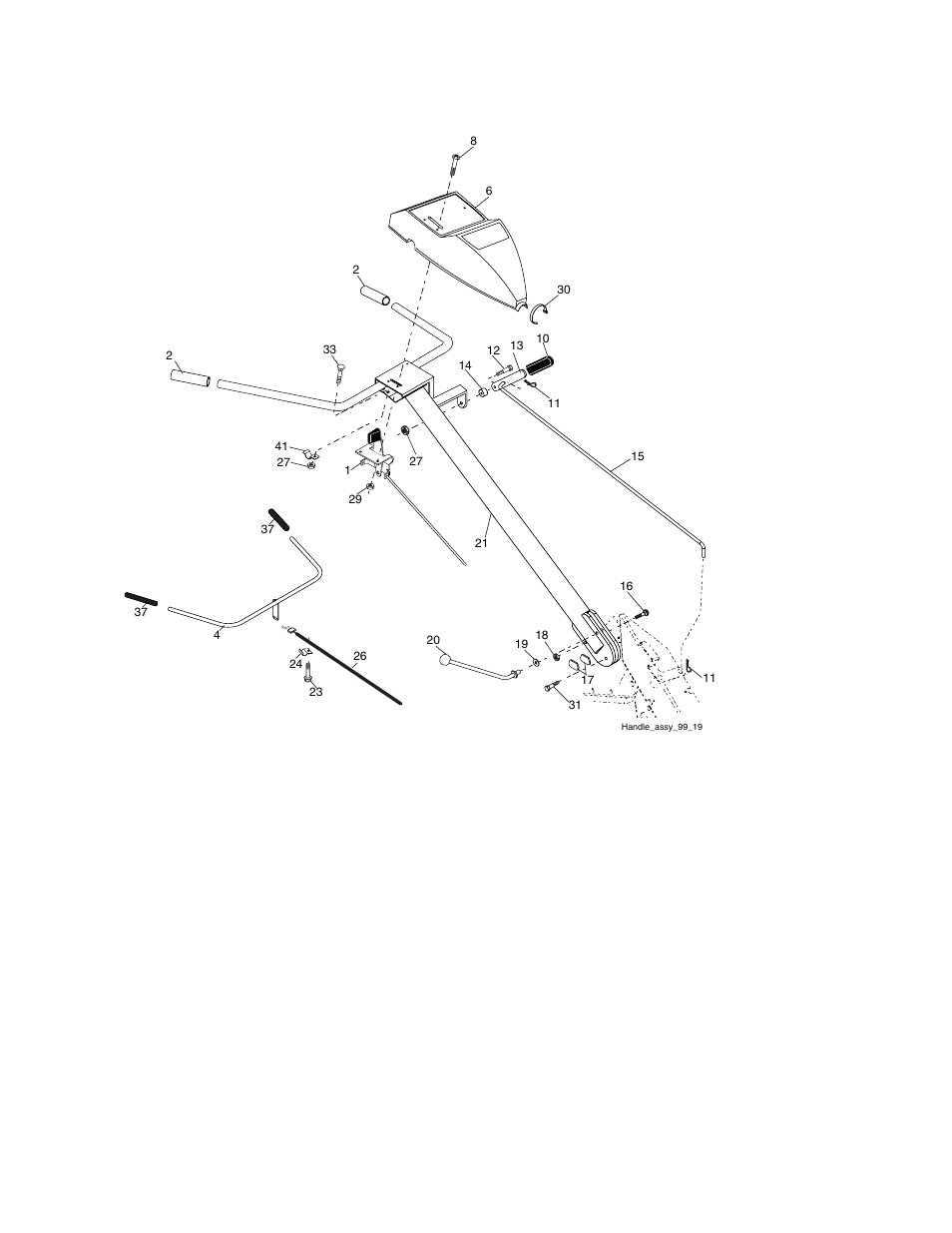 Repair parts, Handle assm, Handle assembly | Husqvarna 700DRT User Manual | Page 21 / 28