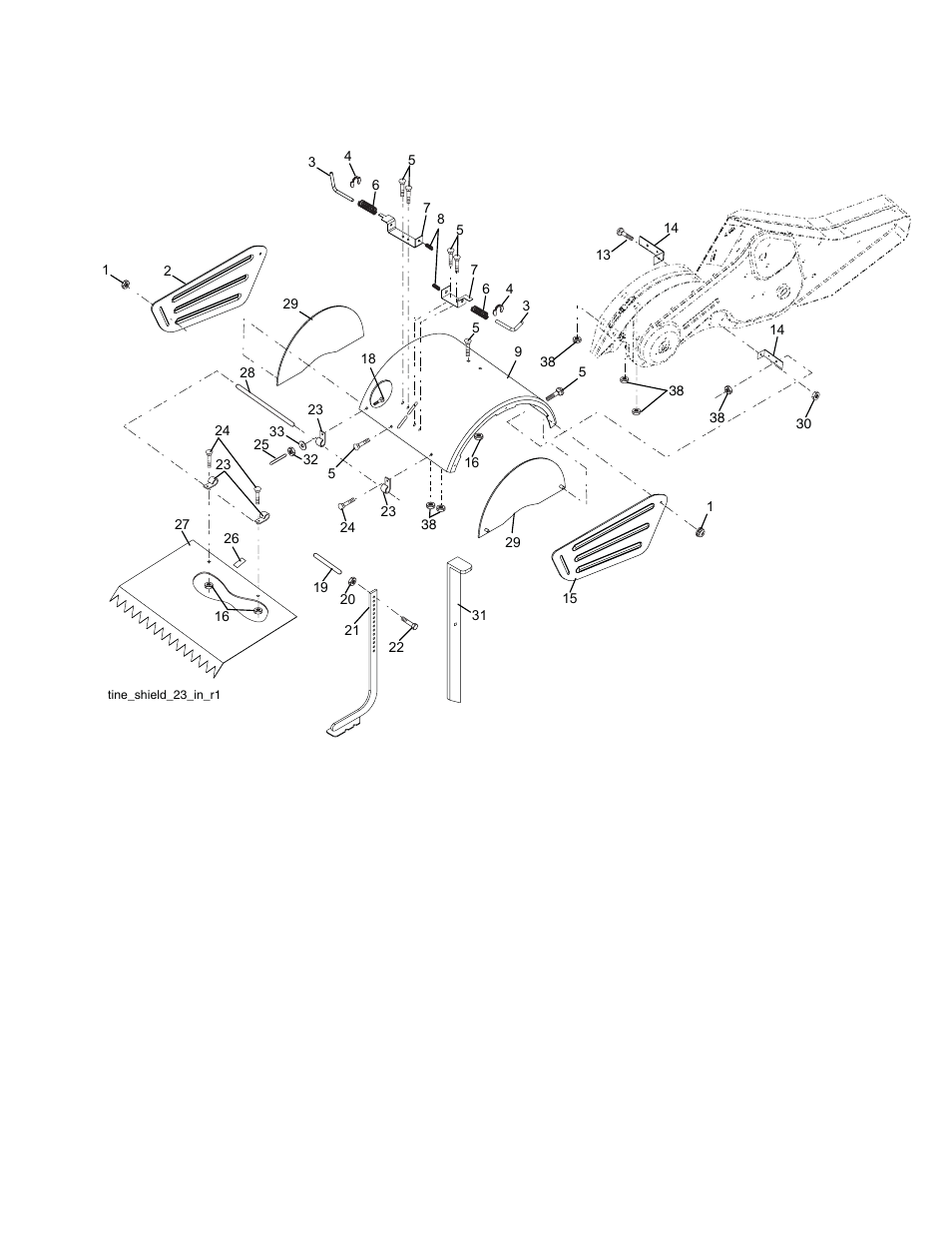 Tine shield, Repair parts | Husqvarna 700DRT User Manual | Page 25 / 28