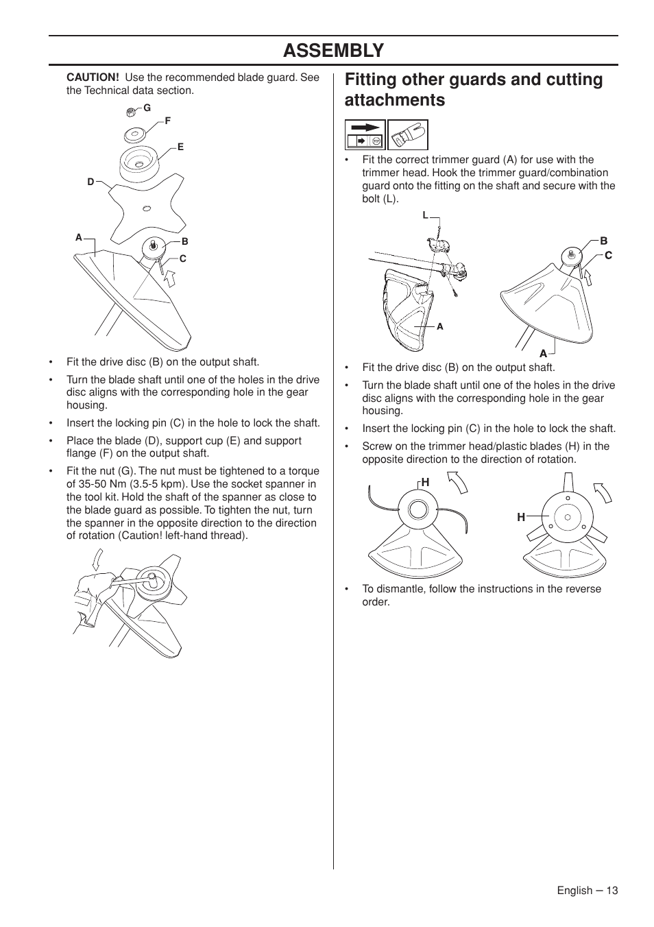 Fitting other guards and cutting attachments, Assembly | Husqvarna 327RJx User Manual | Page 13 / 36