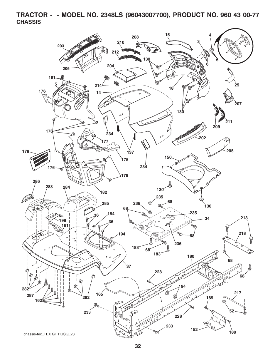 Chassis | Husqvarna 2348 LS User Manual | Page 32 / 46