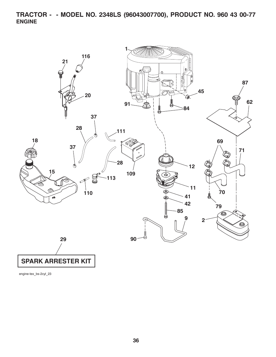 Engine / fuel tank | Husqvarna 2348 LS User Manual | Page 36 / 46