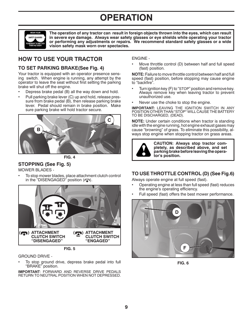 Operation, How to use your trac tor | Husqvarna 2348 LS User Manual | Page 9 / 46