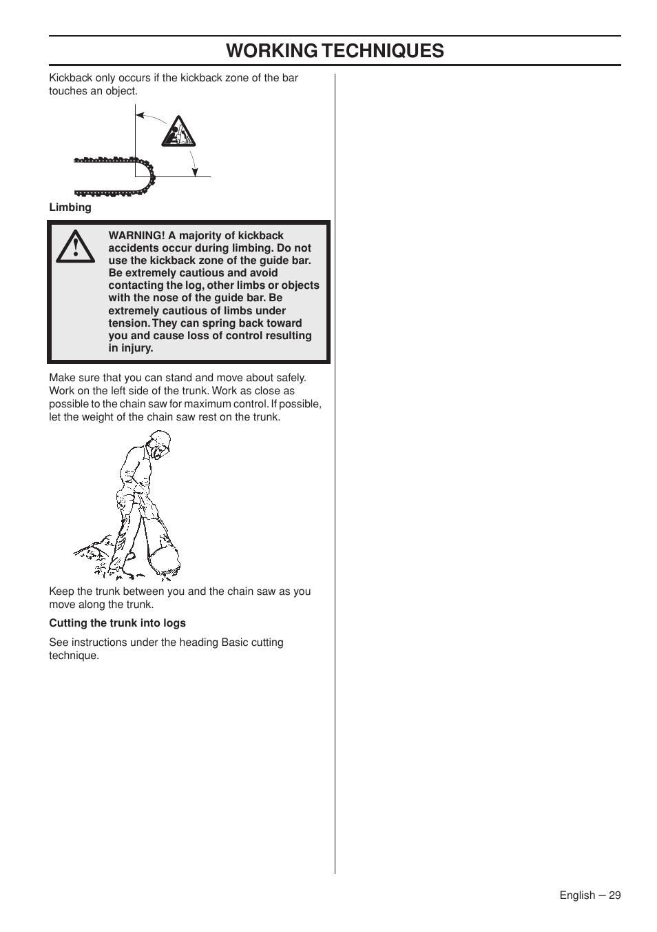 Working techniques | Husqvarna 372 XPG User Manual | Page 29 / 44
